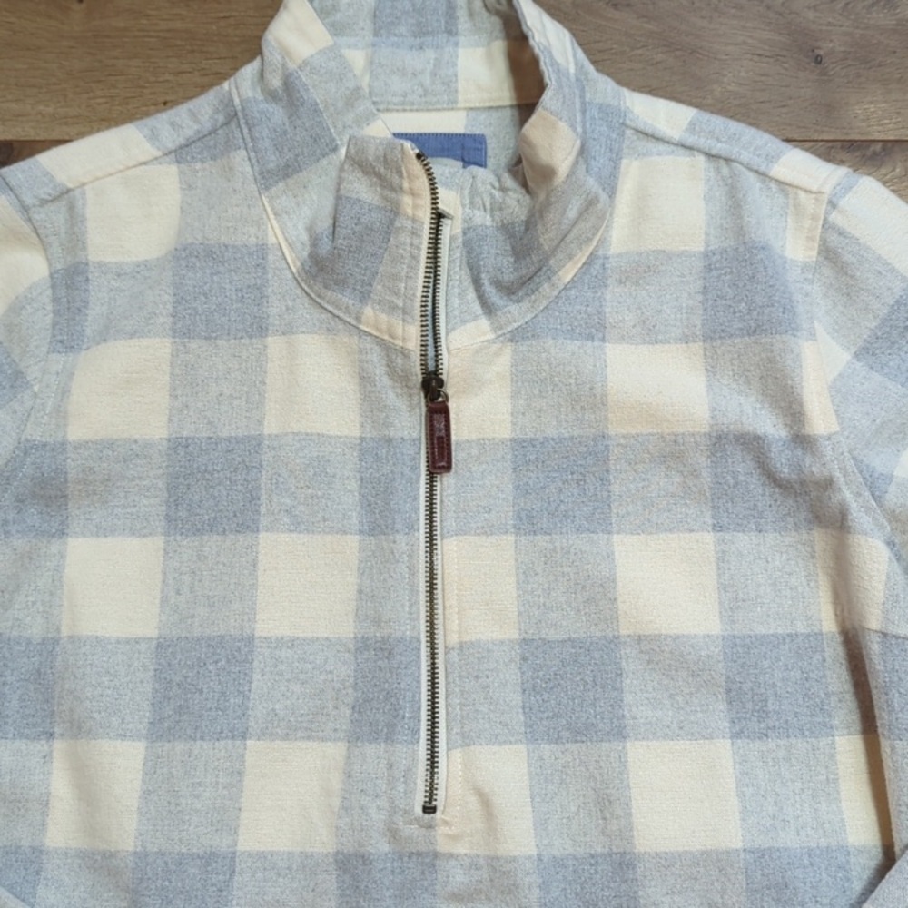 LL Bean Women's Scotch Plaid Flannel Shirt, Quarter- Zip XL - Picture 4 of 9